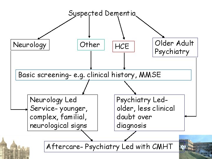 Suspected Dementia Neurology Other HCE Older Adult Psychiatry Basic screening- e. g. clinical history,