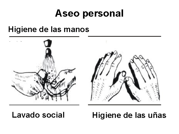 Aseo personal Higiene de las manos Lavado social Higiene de las uñas 