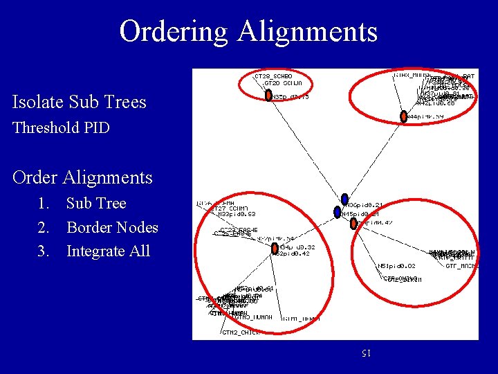 Ordering Alignments Isolate Sub Trees Threshold PID Order Alignments 1. Sub Tree 2. Border