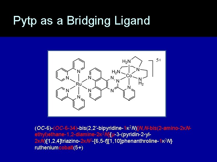 Pytp as a Bridging Ligand (OC-6)-(OC-6 -34)-bis(2, 2’-bipyridine-1κ 2 N)[N, N-bis(2 -amino-2κNethyl)ethane-1, 2 -diamine-2κ
