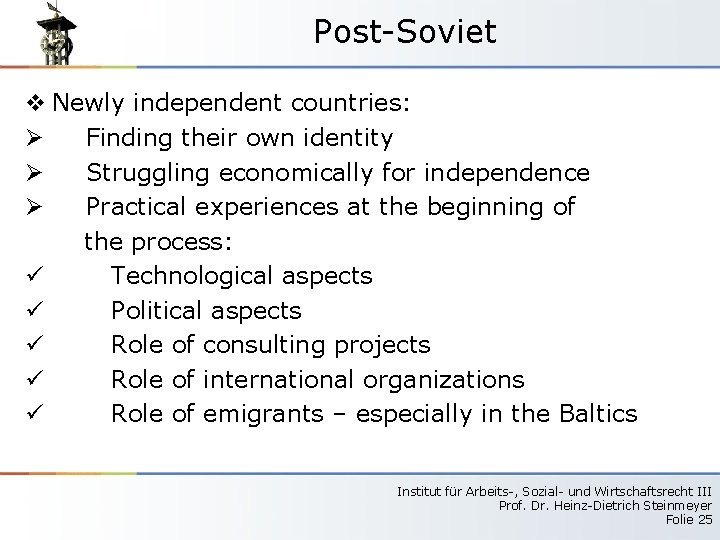 Post-Soviet v Newly independent countries: Ø Finding their own identity Ø Struggling economically for