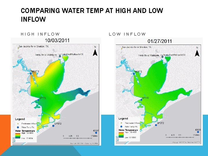 COMPARING WATER TEMP AT HIGH AND LOW INFLOW HIGH INFLOW 