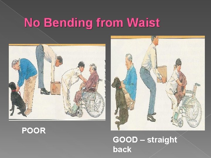 No Bending from Waist POOR GOOD – straight back 