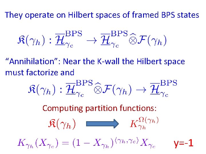 They operate on Hilbert spaces of framed BPS states “Annihilation”: Near the K-wall the