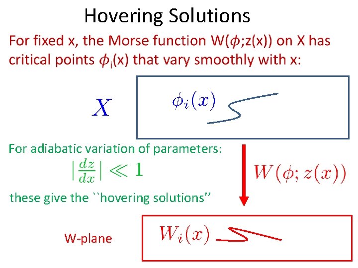 Hovering Solutions For adiabatic variation of parameters: these give the ``hovering solutions’’ W-plane 