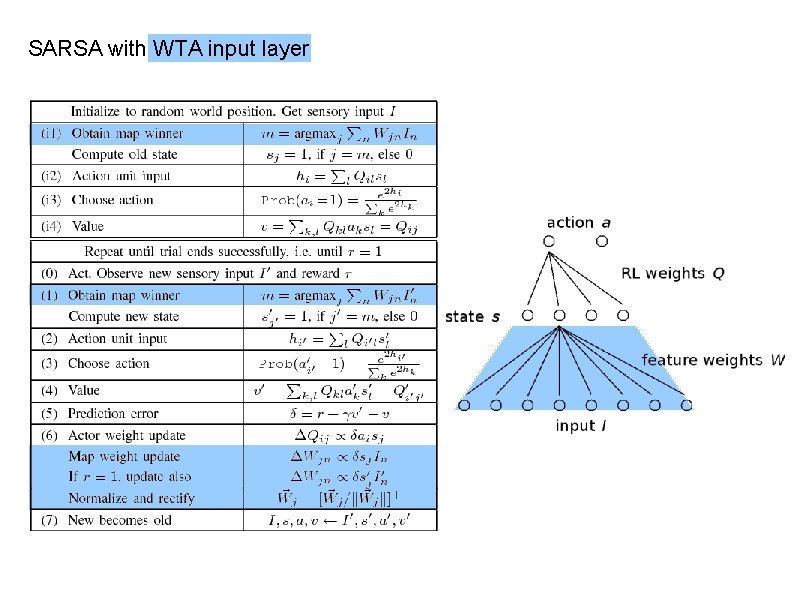 SARSA with WTA input layer 