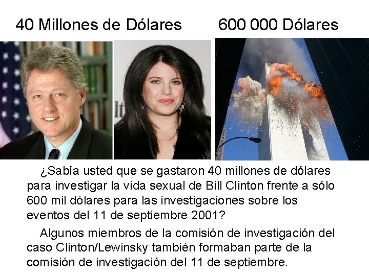 40 Millones de Dólares 600 000 Dólares ¿Sabía usted que se gastaron 40 millones