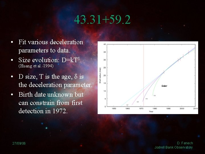 43. 31+59. 2 • Fit various deceleration parameters to data. • Size evolution: D=k.