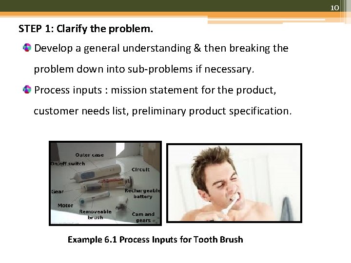10 STEP 1: Clarify the problem. Develop a general understanding & then breaking the