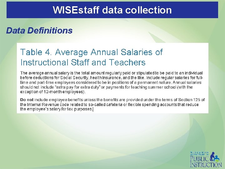 WISEstaff data collection Data Definitions 