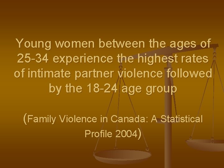 Young women between the ages of 25 -34 experience the highest rates of intimate