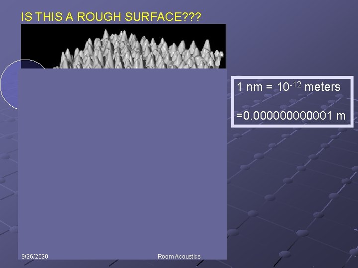 IS THIS A ROUGH SURFACE? ? ? 1 nm = 10 -12 meters =0.