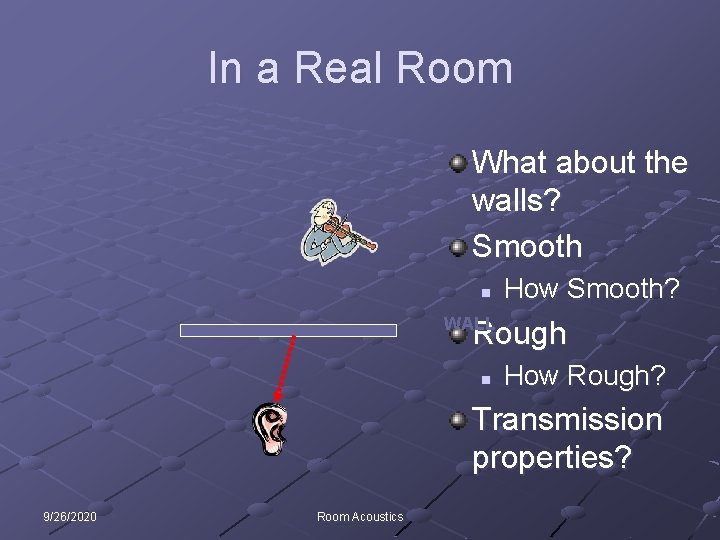 In a Real Room What about the walls? Smooth n How Smooth? WALL Rough