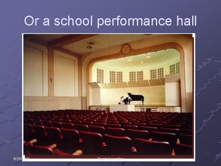 Or a school performance hall 9/26/2020 Room Acoustics 
