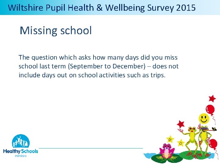  Wiltshire Pupil Health & Wellbeing Survey 2015 Missing school The question which asks
