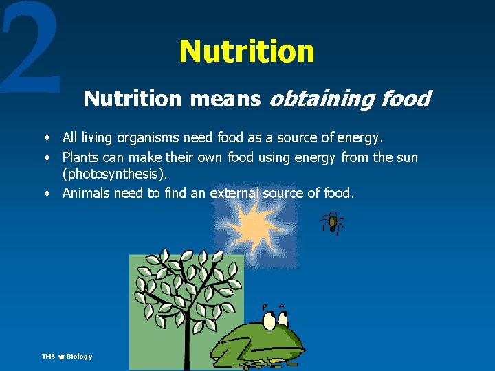 2 Nutrition means obtaining food • All living organisms need food as a source
