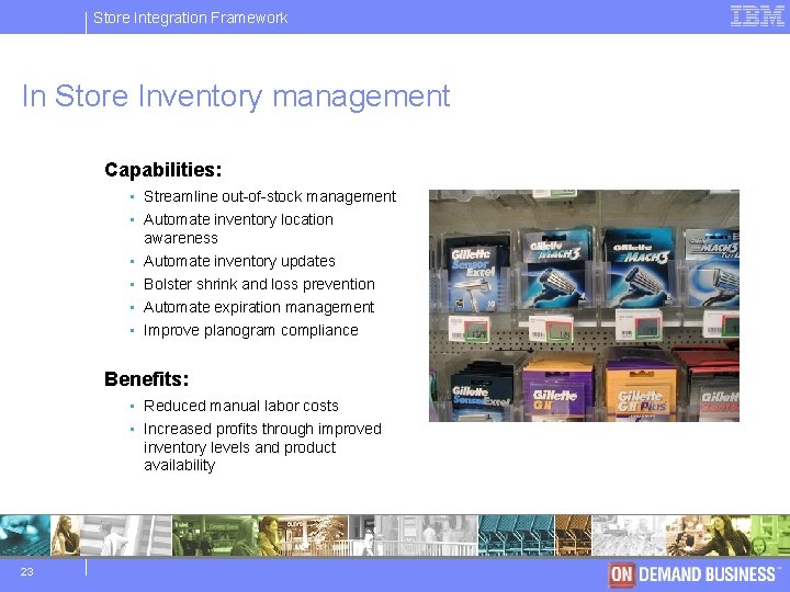 Store IBM Integration Software Framework Group In Store Inventory management Capabilities: • Streamline out-of-stock