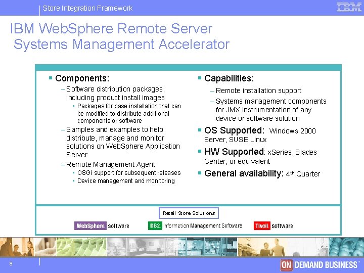 Store IBM Integration Software Framework Group IBM Web. Sphere Remote Server Systems Management Accelerator