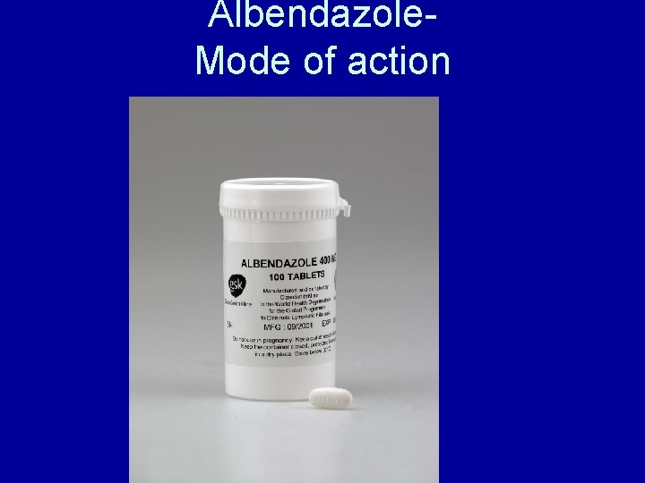 Albendazole. Mode of action 