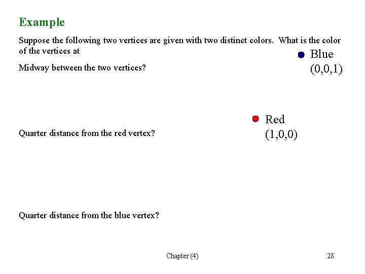 Example Suppose the following two vertices are given with two distinct colors. What is Example Suppose the following two vertices are given with two distinct colors. What is