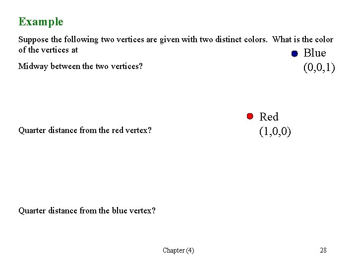 Example Suppose the following two vertices are given with two distinct colors. What is