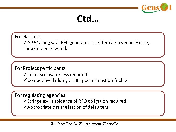 Ctd… For Bankers üAPPC along with REC generates considerable revenue. Hence, shouldn’t be rejected.