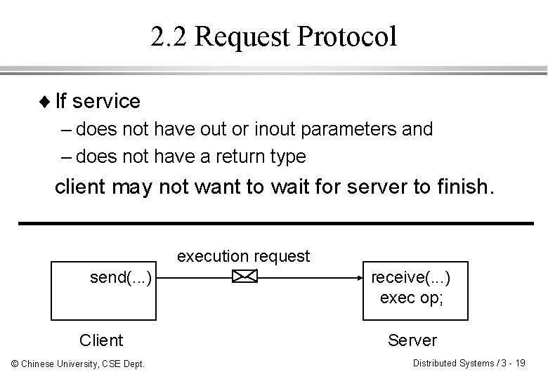 2. 2 Request Protocol ¨ If service – does not have out or inout
