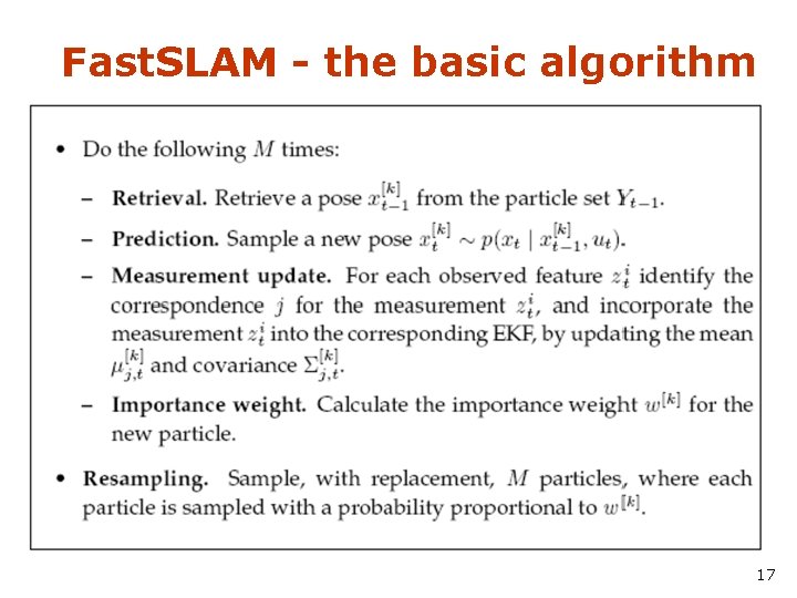 Fast. SLAM - the basic algorithm 17 