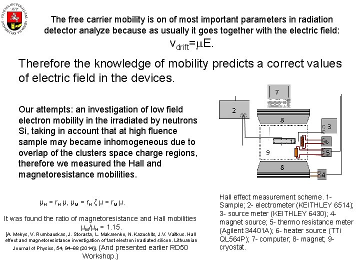 The free carrier mobility is on of most important parameters in radiation detector analyze