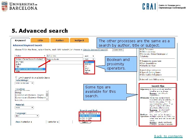 5. Advanced search The other processes are the same as a search by author,