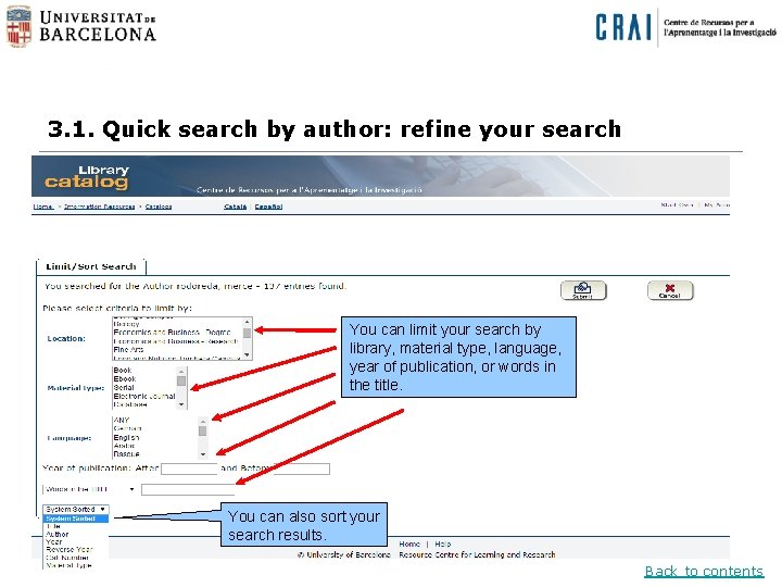 3. 1. Quick search by author: refine your search You can limit your search