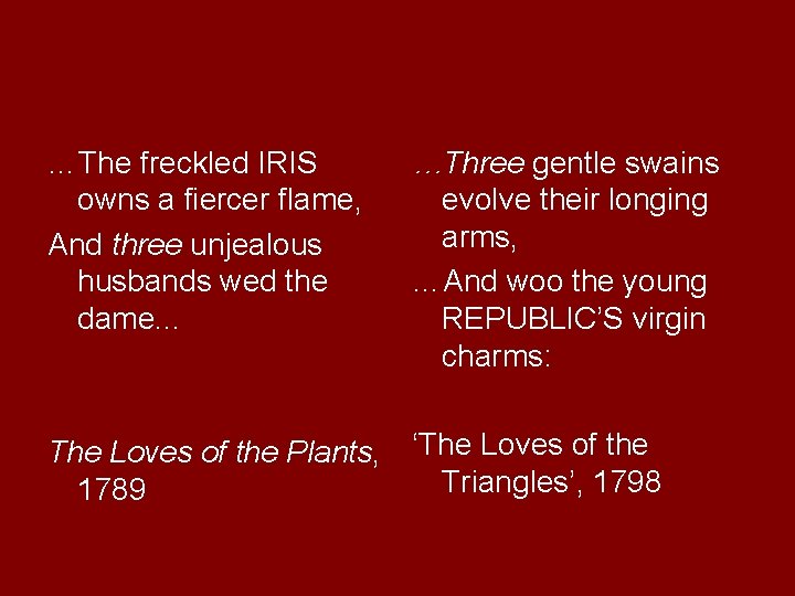 …The freckled IRIS owns a fiercer flame, And three unjealous husbands wed the dame.