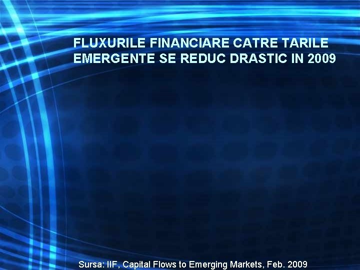 FLUXURILE FINANCIARE CATRE TARILE EMERGENTE SE REDUC DRASTIC IN 2009 Sursa: IIF, Capital Flows