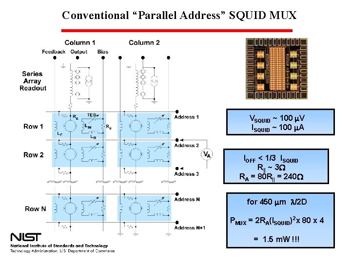 Conventional “Parallel Address” SQUID MUX VSQUID ~ 100 m. V ISQUID ~ 100 m.