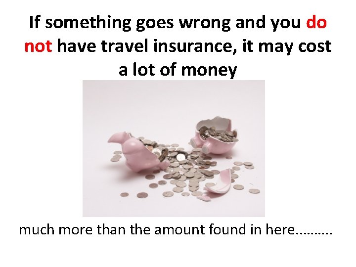 If something goes wrong and you do not have travel insurance, it may cost