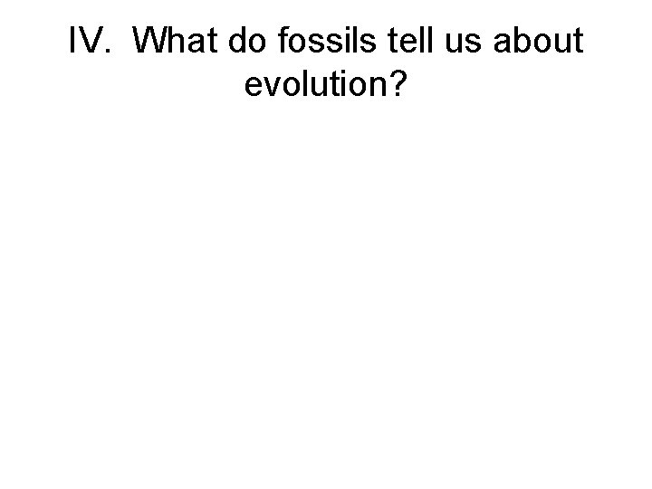 IV. What do fossils tell us about evolution? 