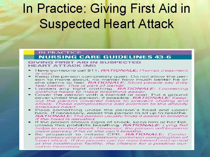 In Practice: Giving First Aid in Suspected Heart Attack 