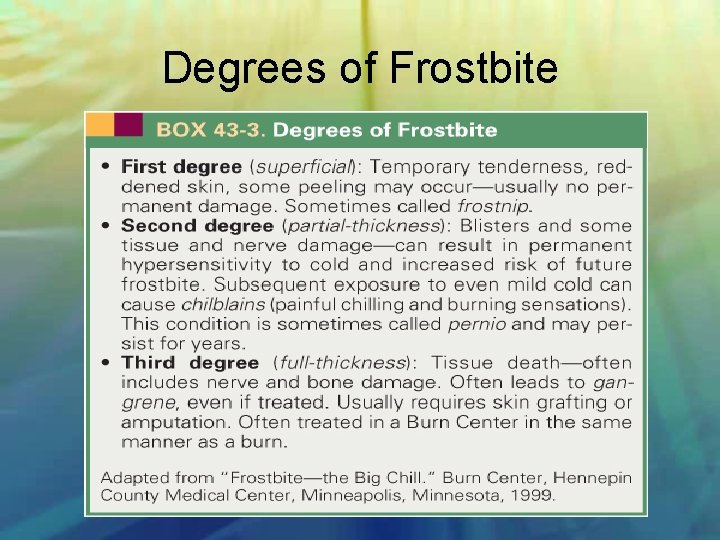 Degrees of Frostbite 