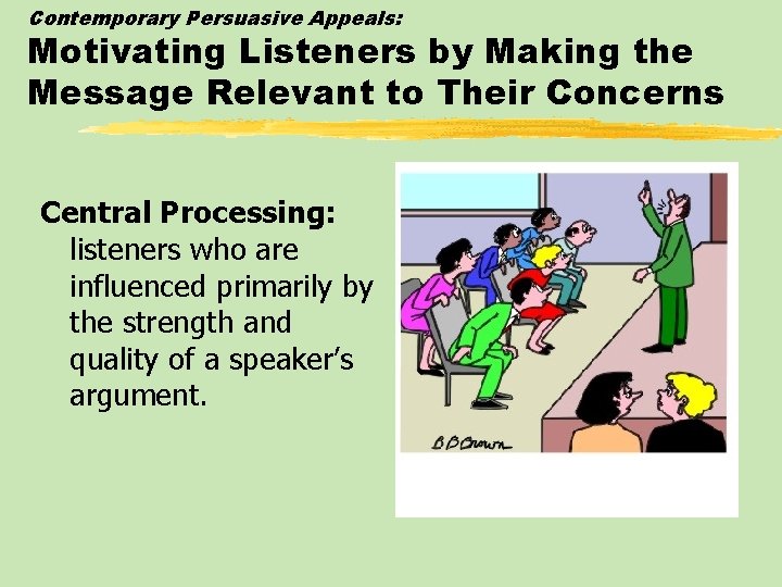Contemporary Persuasive Appeals: Motivating Listeners by Making the Message Relevant to Their Concerns Central