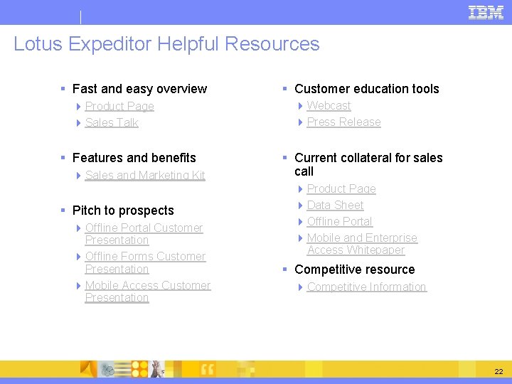 Lotus Expeditor Helpful Resources § Fast and easy overview 4 Product Page 4 Sales