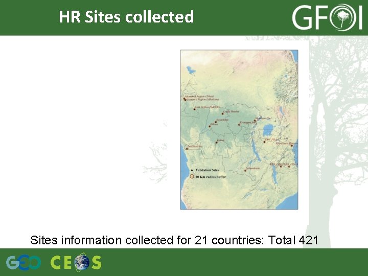 HR Sites collected Sites information collected for 21 countries: Total 421 