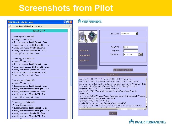 Screenshots from Pilot 