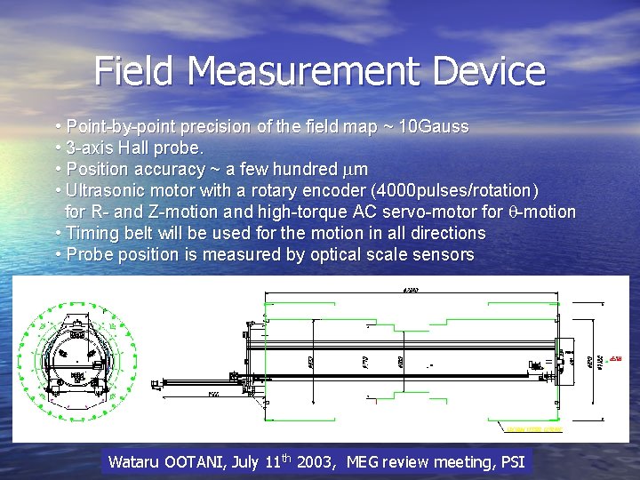 Field Measurement Device • Point-by-point precision of the field map ~ 10 Gauss •