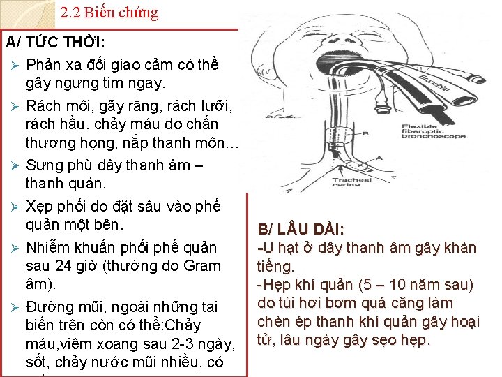 2. 2 Biến chứng A/ TỨC THỜI: Ø Phản xa đối giao cảm có