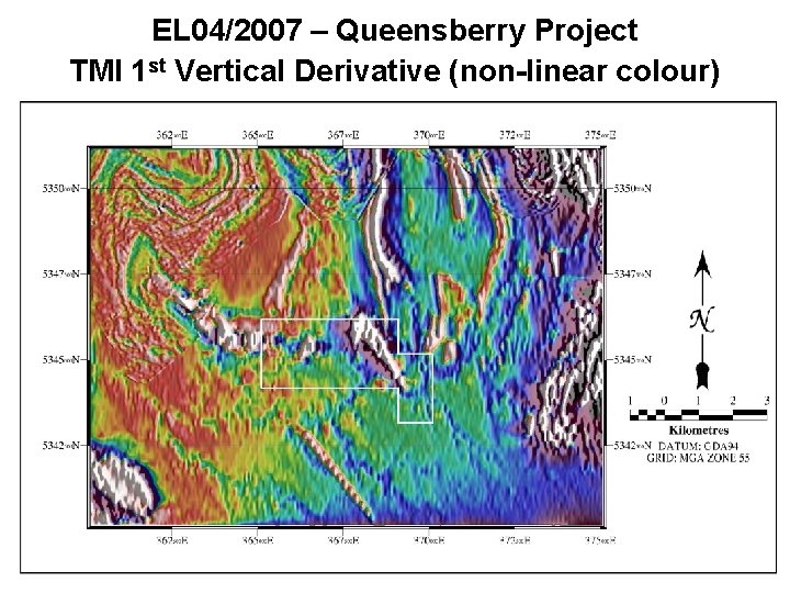 EL 04/2007 – Queensberry Project TMI 1 st Vertical Derivative (non-linear colour) 