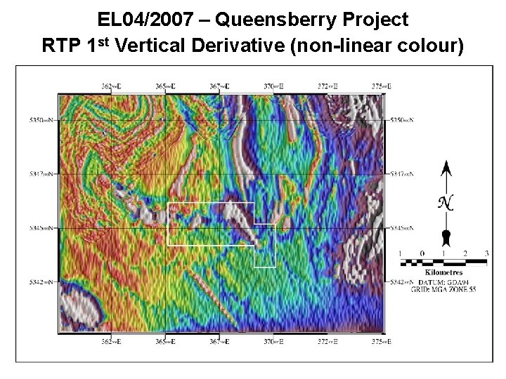 EL 04/2007 – Queensberry Project RTP 1 st Vertical Derivative (non-linear colour) 