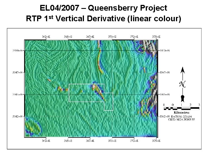 EL 04/2007 – Queensberry Project RTP 1 st Vertical Derivative (linear colour) 