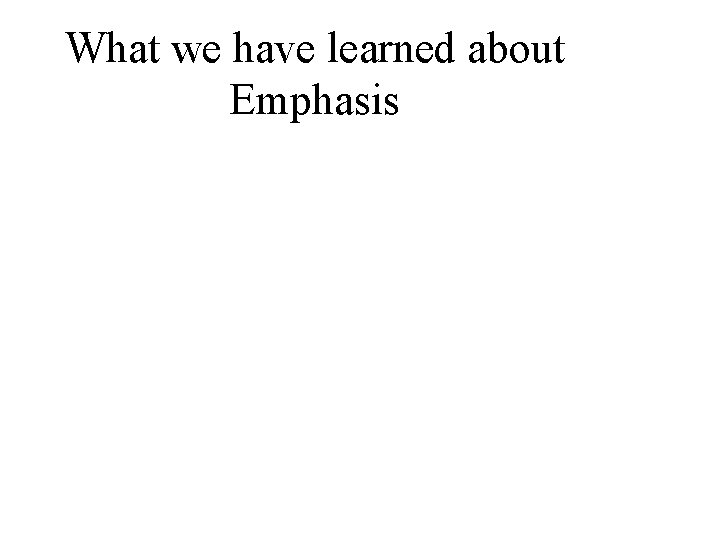 What we have learned about Emphasis 