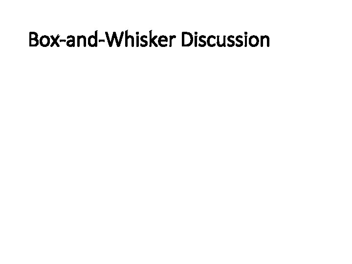 Box-and-Whisker Discussion Box-and-Whisker Discussion