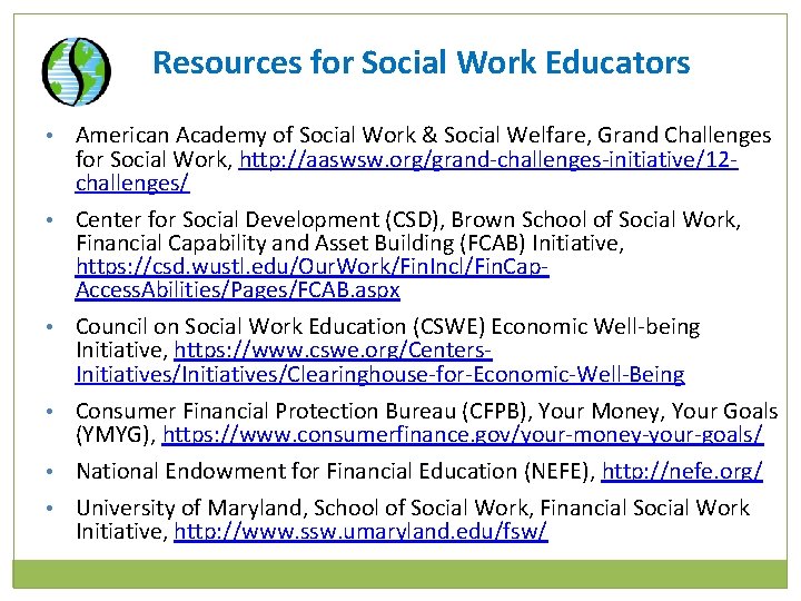 Resources for Social Work Educators • American Academy of Social Work & Social Welfare,